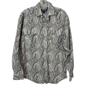 PANHANDLE‎ Men's Paisley Prints Pearl Snap Western Shirt Size Large